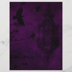 Purple Gothic Crows Scrapbook Paper