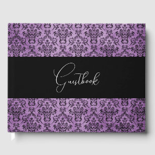 Purple Gothic Damask Wedding Guest Book