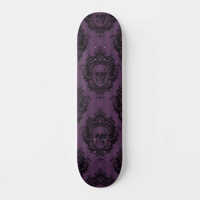 Purple Gothic Dark Digital Pattern Skateboard (Front)