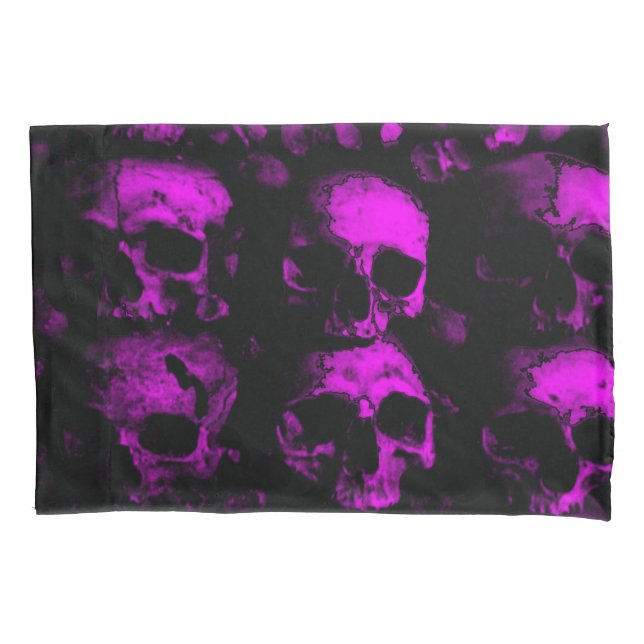 Purple Gothic Dead Skulls Bedroom Pillowcase (Front)