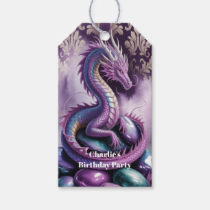 Purple Gothic Dragon Birthday Party Thank You Gift Tags
