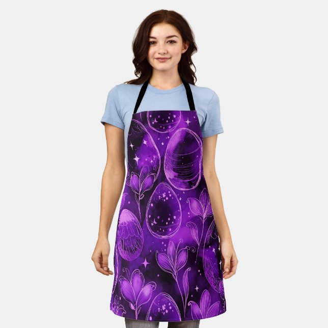 Purple Gothic Easter Pattern Apron (Worn)