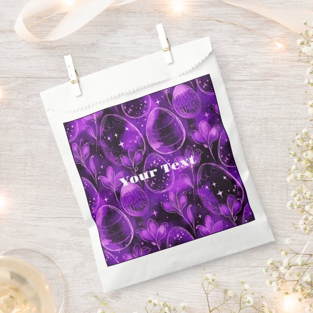 Purple Gothic Easter Pattern Favour Bag (Clipped)