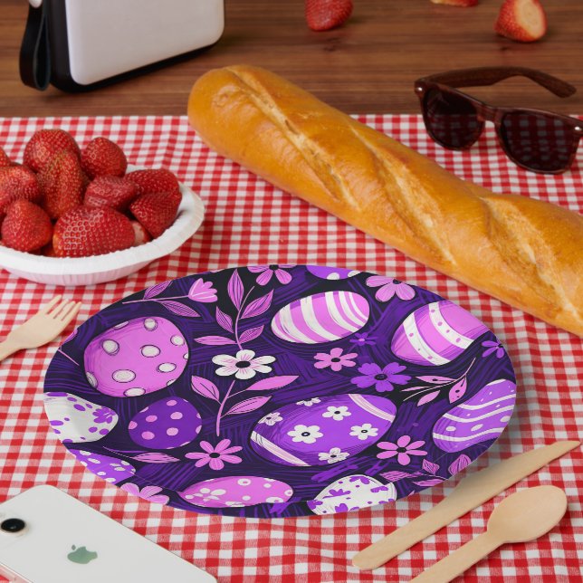 Purple Gothic Easter Pattern Paper Plate (Picnic)