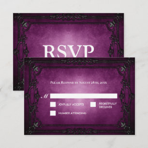 Purple Gothic Halloween Alternative Wedding RSVP Card