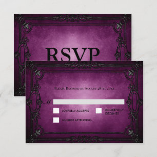 Purple Gothic Halloween Alternative Wedding RSVP Card
