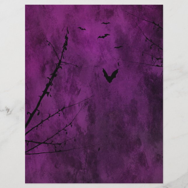 Purple Gothic Halloween Scrapbook Paper (Front)