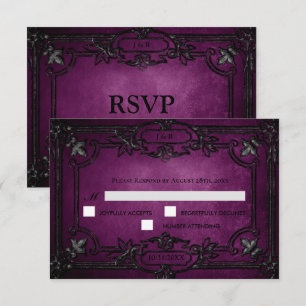 Purple Gothic Halloween Wedding RSVP Card