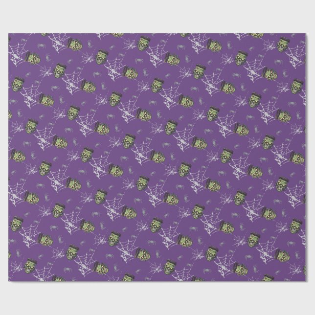 💜 Purple Gothic Halloween Wrapping 🎃🕸️ Paper (Flat)