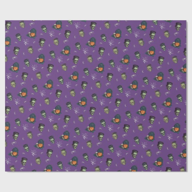 💜 Purple Gothic Halloween Wrapping 🎃🕸️ Paper (Flat)