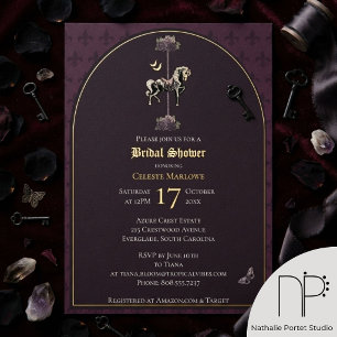 Purple Gothic Horse Bridal Shower