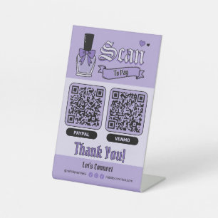 Purple Gothic Nail Salon Dual Scan To Pay Pedestal Sign