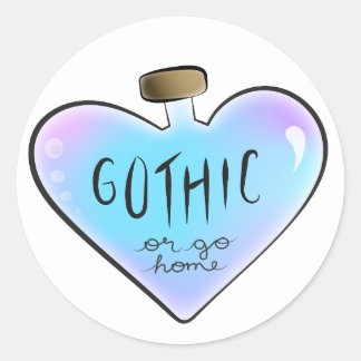 Purple "Gothic or Go Home" Heart Potion Bottle Classic Round Sticker