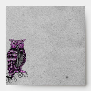 Purple Gothic Owl Posh Wedding Envelope
