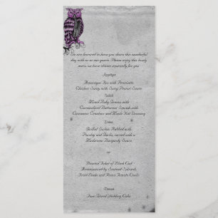 Purple Gothic Owl Posh Wedding Menu