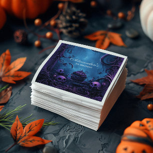 Purple Gothic Spooky ONE Birthday Napkin