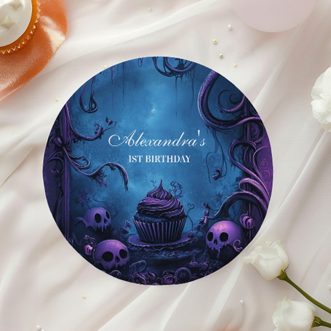 Purple Gothic Spooky ONE Birthday Paper Plate (Creator Uploaded)