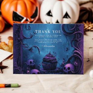 Purple Gothic Spooky ONE Birthday Thank You Card