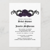 Purple Gothic Swirl Roses Bridal Shower Invite