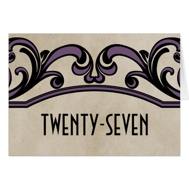 Purple Gothic Swirls Table Number Card (Front Horizontal)