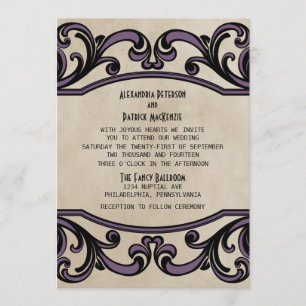 Purple Gothic Swirls Wedding Invite