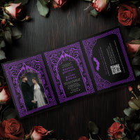 Purple Gothic Vampire Cathedral Wedding QR Code