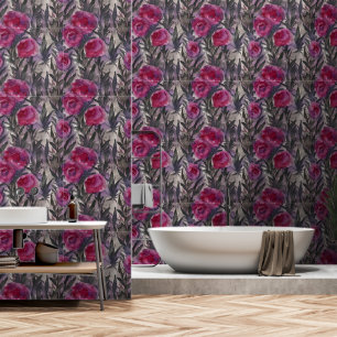 Purple Gothic Watercolor Floral Wallpaper