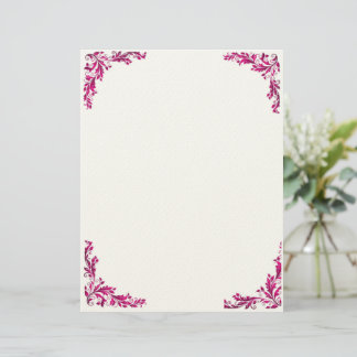 Purple Grace Floral Letter Pad Custom Letterhead