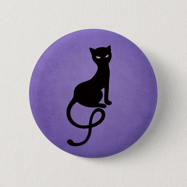 Purple Gracious Evil Black Cat 6 Cm Round Badge (Front)