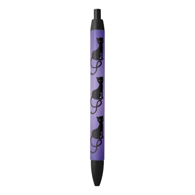 Purple Gracious Evil Black Cat Black Ink Pen (Front Vertical)