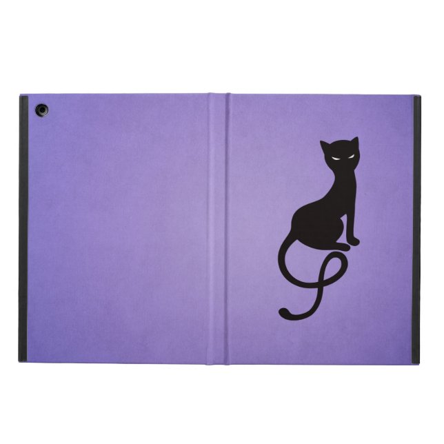 Purple Gracious Evil Black Cat Folio Cover For iPad Air (Outside)