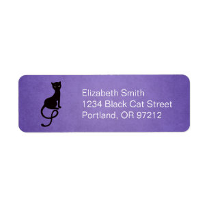 Purple Gracious Evil Black Cat Return Address Label