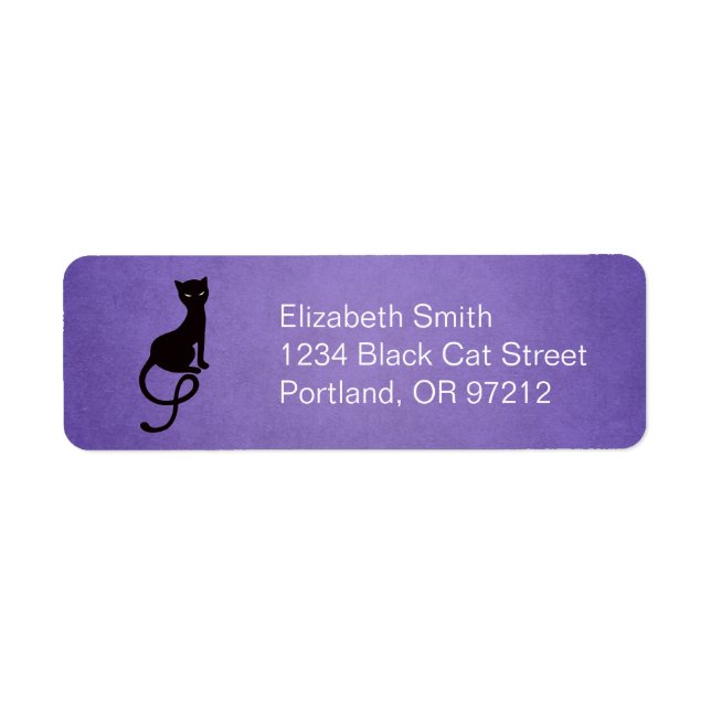 Purple Gracious Evil Black Cat Return Address Label (Front)