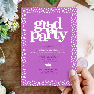 Purple grad bold modern typography elegant party invitation