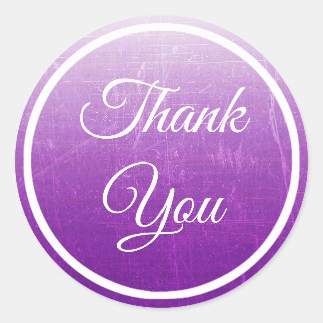 Purple Gradient and White Thank You stickers (Front)
