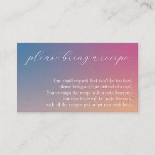 Purple Gradient Bridal Shower Bring a Recipe Enclosure Card