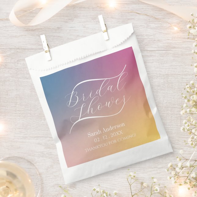 Purple Gradient Classy Handwriting Bridal Shower Favour Bag (Clipped)