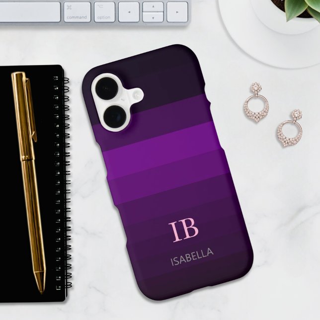 Purple Gradient Colour Stripes with Monogram (Creator Uploaded)