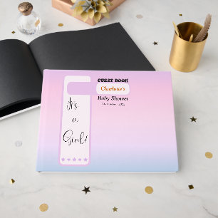 Purple Gradient Cute Eyeball Text Baby Shower Guest Book
