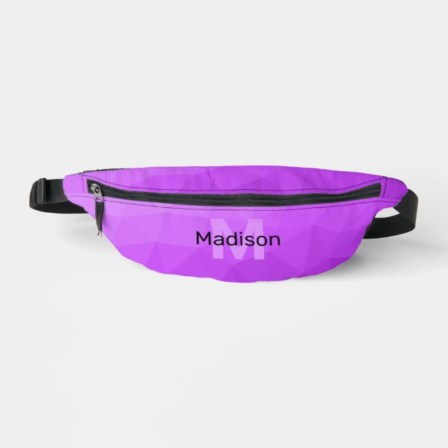 Purple gradient geometric mesh pattern Monogram Bum Bags (Front)