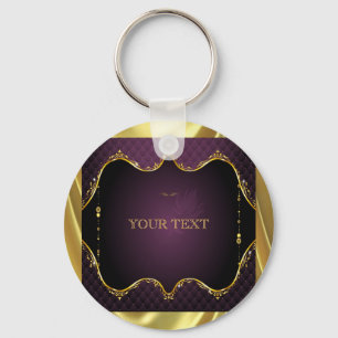 Purple Gradient + Gold Frame Accent Key Ring