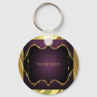 Purple Gradient + Gold Frame Accent Key Ring