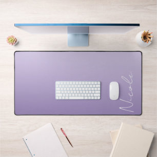 Purple Gradient Handwriting Script Personalized Desk Mat