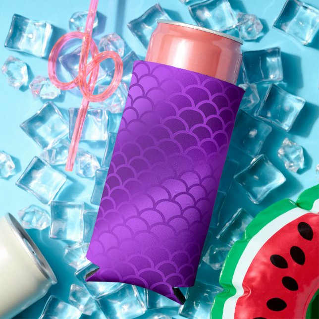 Purple gradient mermaid scales seltzer can cooler (In Situ Summer)