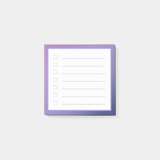 Purple Gradient Minimalist Checklist Post-it Notes (Front)