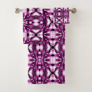Purple Gradient Perspective Colour Filled Drawing Bath Towel Set