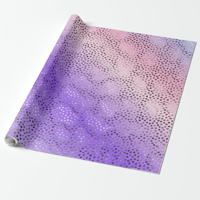 PURPLE GRADIENT POLKA DOTS TRENDY PATTERN WRAPPING PAPER (Unrolled)