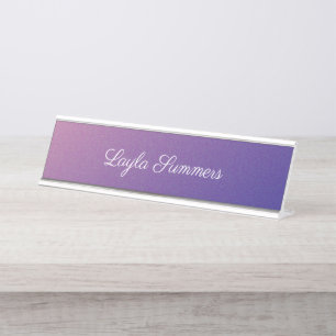 Purple Gradient Shimmer Personalised Desk Name Plate