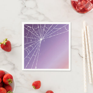 Purple Gradient Sparkling Diamond Spider Web Napkin