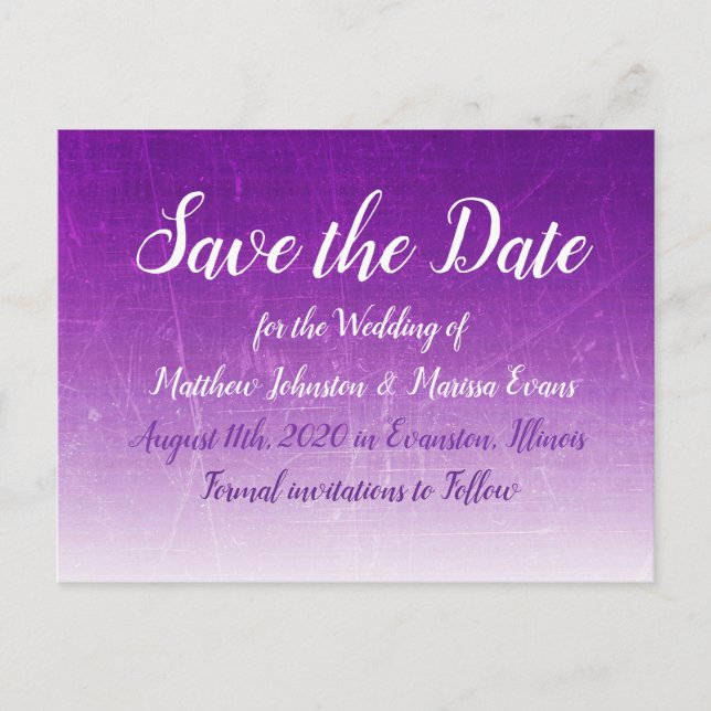 Purple GradientPersonalized Save the Date Postcard (Front)
